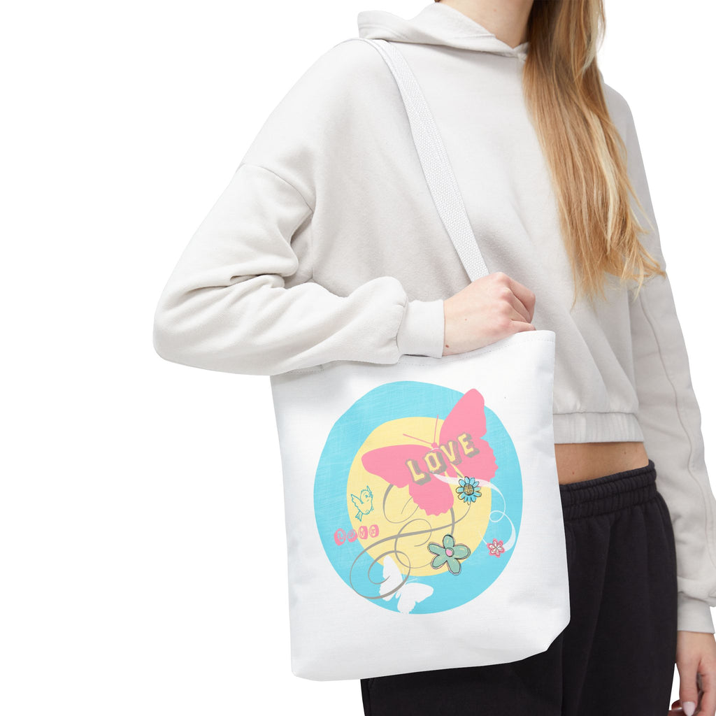 Love Butterfly Tote Bag — Cute Floral Pastel Printed Shopper