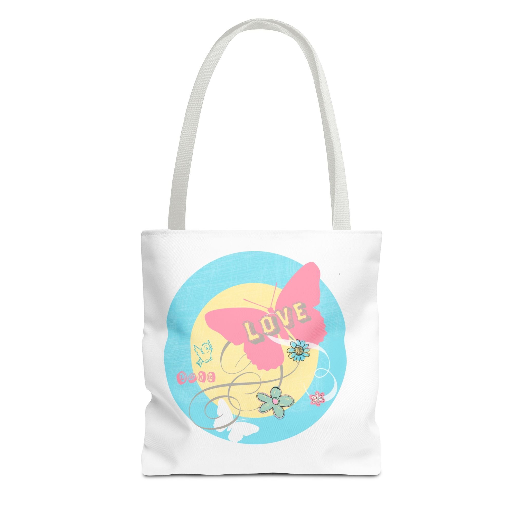 Love Butterfly Tote Bag — Cute Floral Pastel Printed Shopper