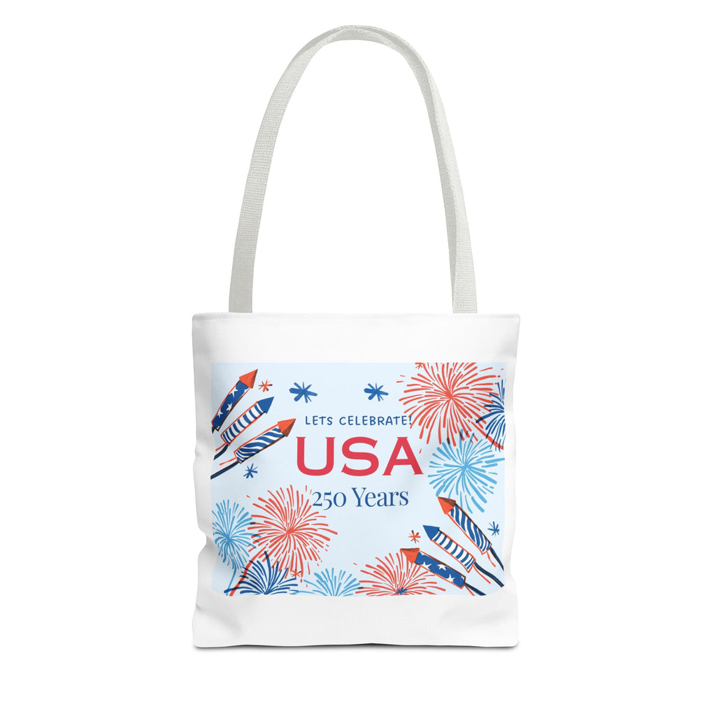 USA 250 Years Tote Bag – Patriotic Fireworks Fourth of July Celebration Tote