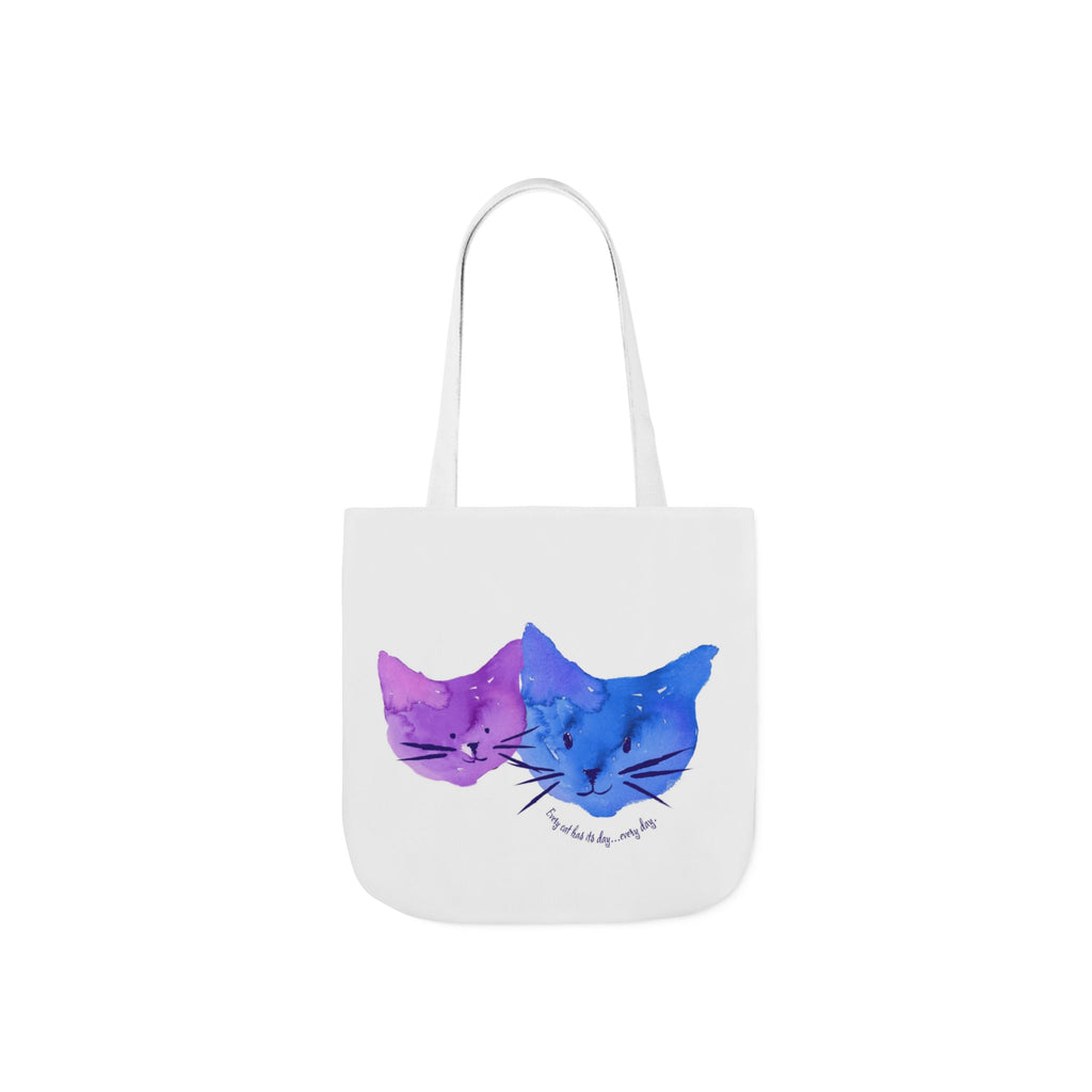 Cat Faces Watercolor Canvas Tote — Purple & Blue Kitty Bag