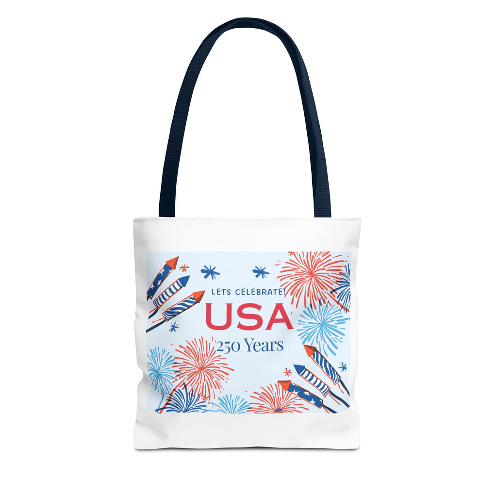 USA 250 Years Tote Bag – Patriotic Fireworks Fourth of July Celebration Tote