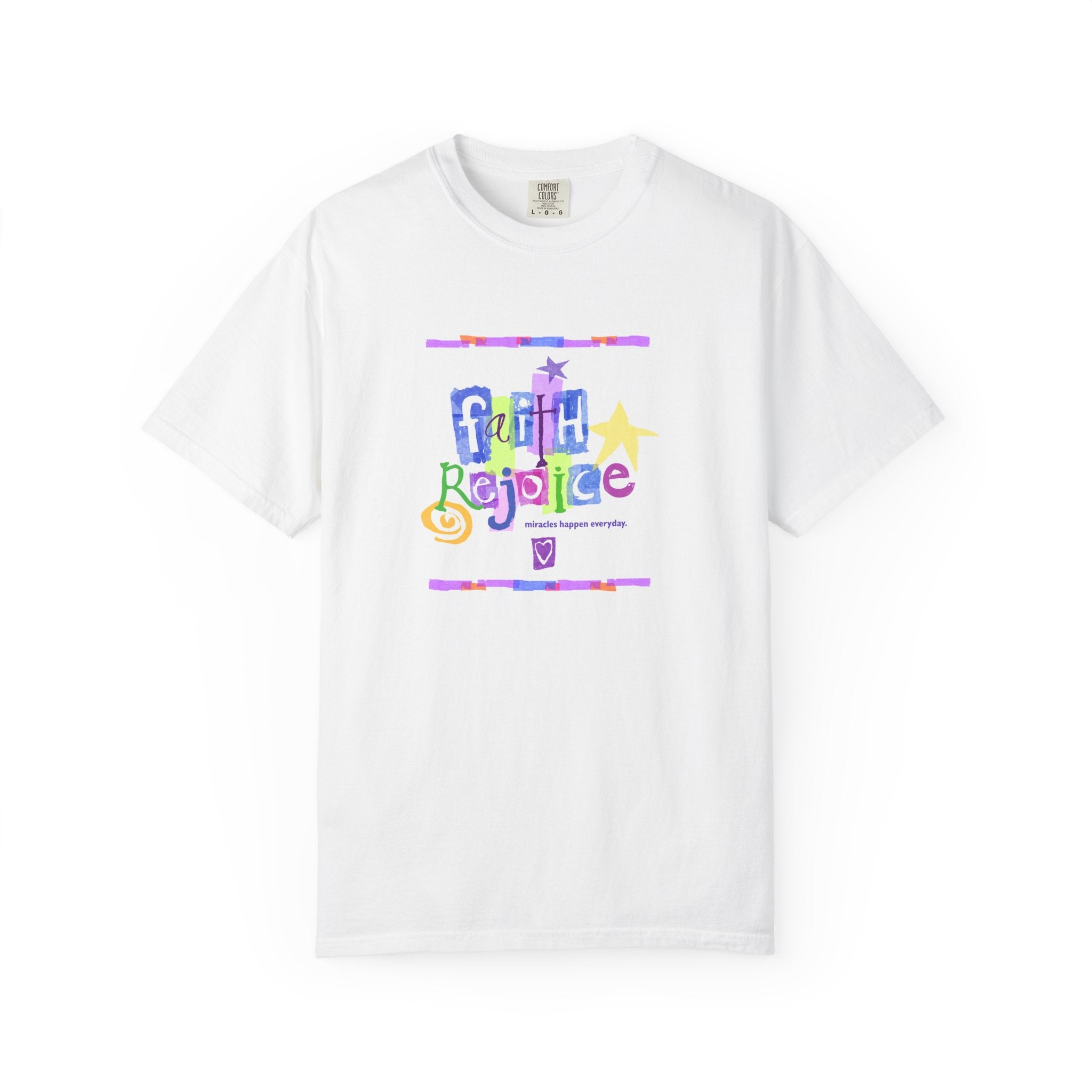 Faith Rejoice Graphic T-Shirt — Colorful Inspirational Christian Tee