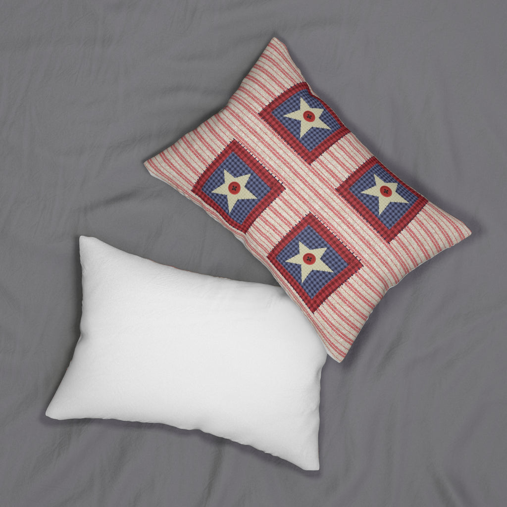 Patriotic Star Patchwork Lumbar Pillow
