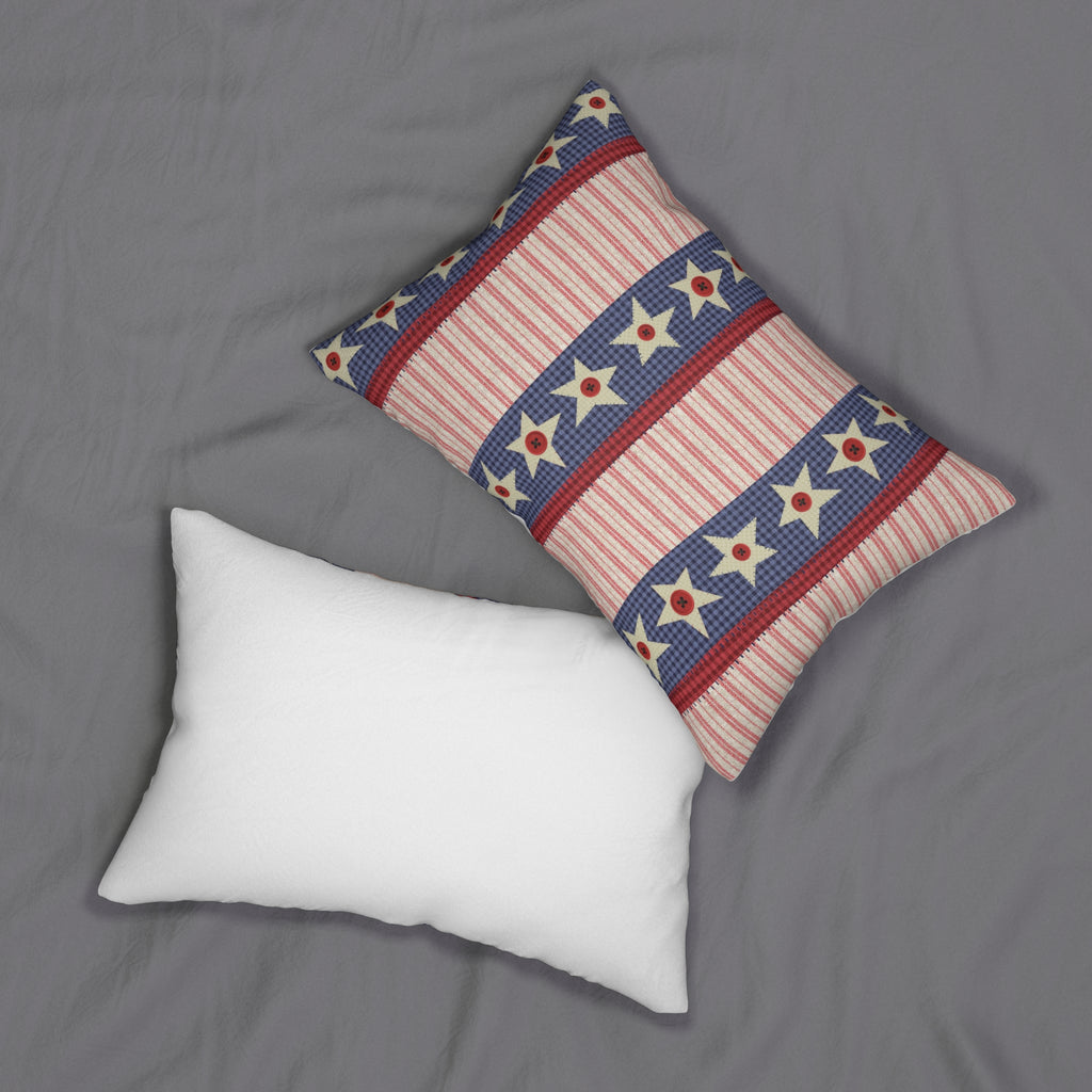 Americana Patriotic Stars & Stripes Lumbar Pillow — Americana Cabin Cushion