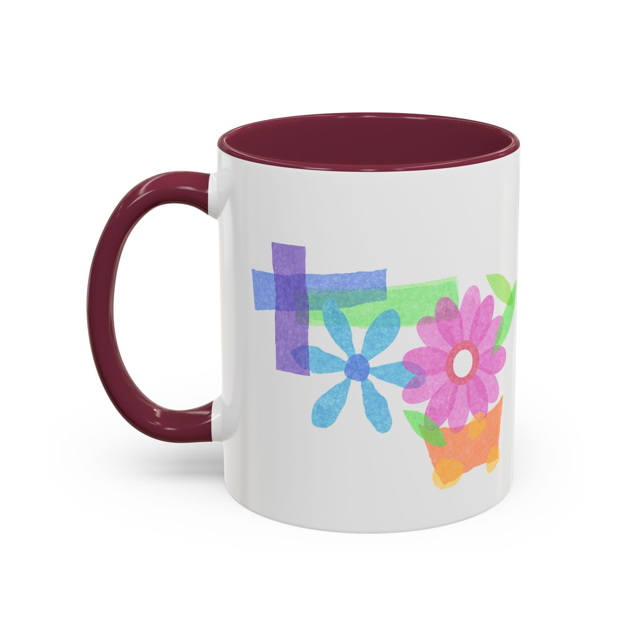 Floral Watercolor Accent Mug (11oz & 15oz)