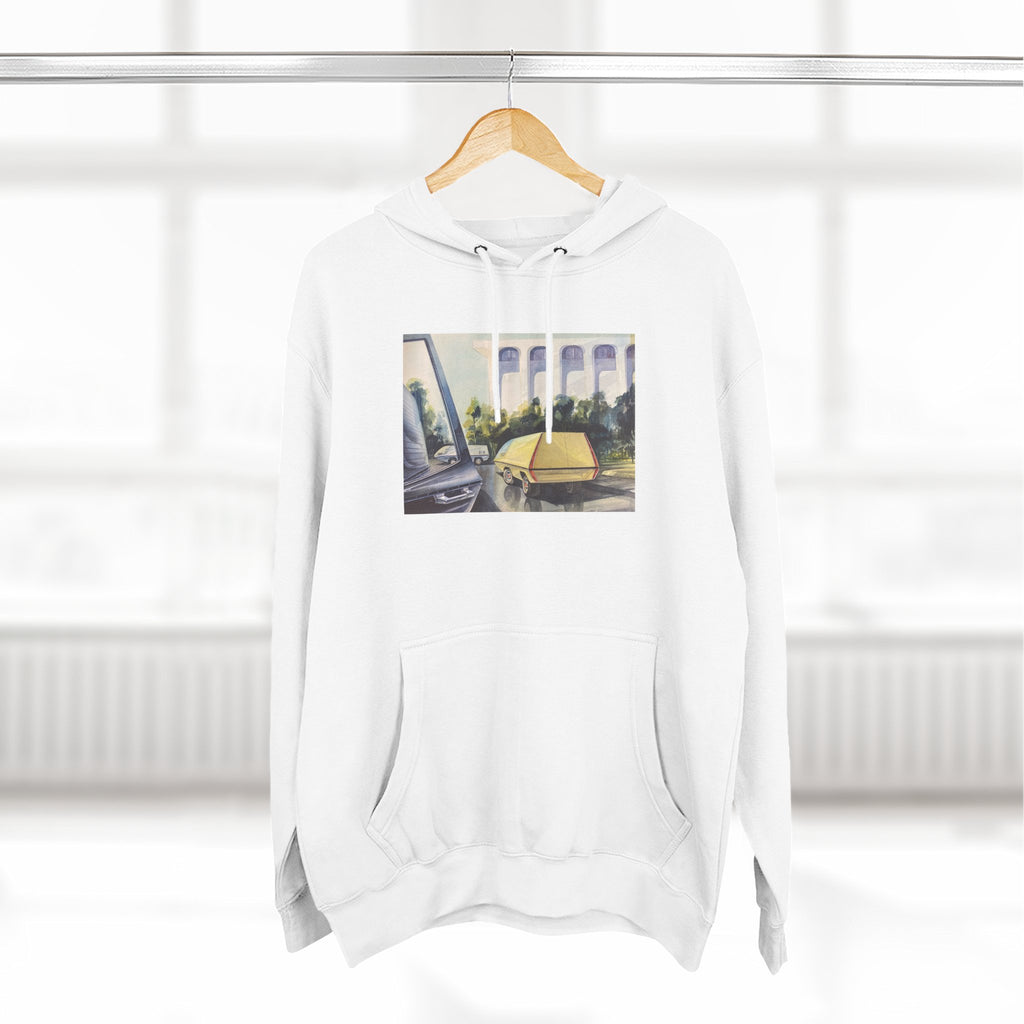 Camping Van Sunset Hoodie — Graphic Van Life Fleece Pullover