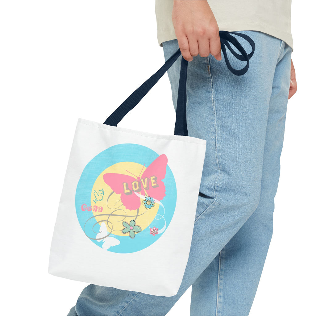 Love Butterfly Tote Bag — Cute Floral Pastel Printed Shopper