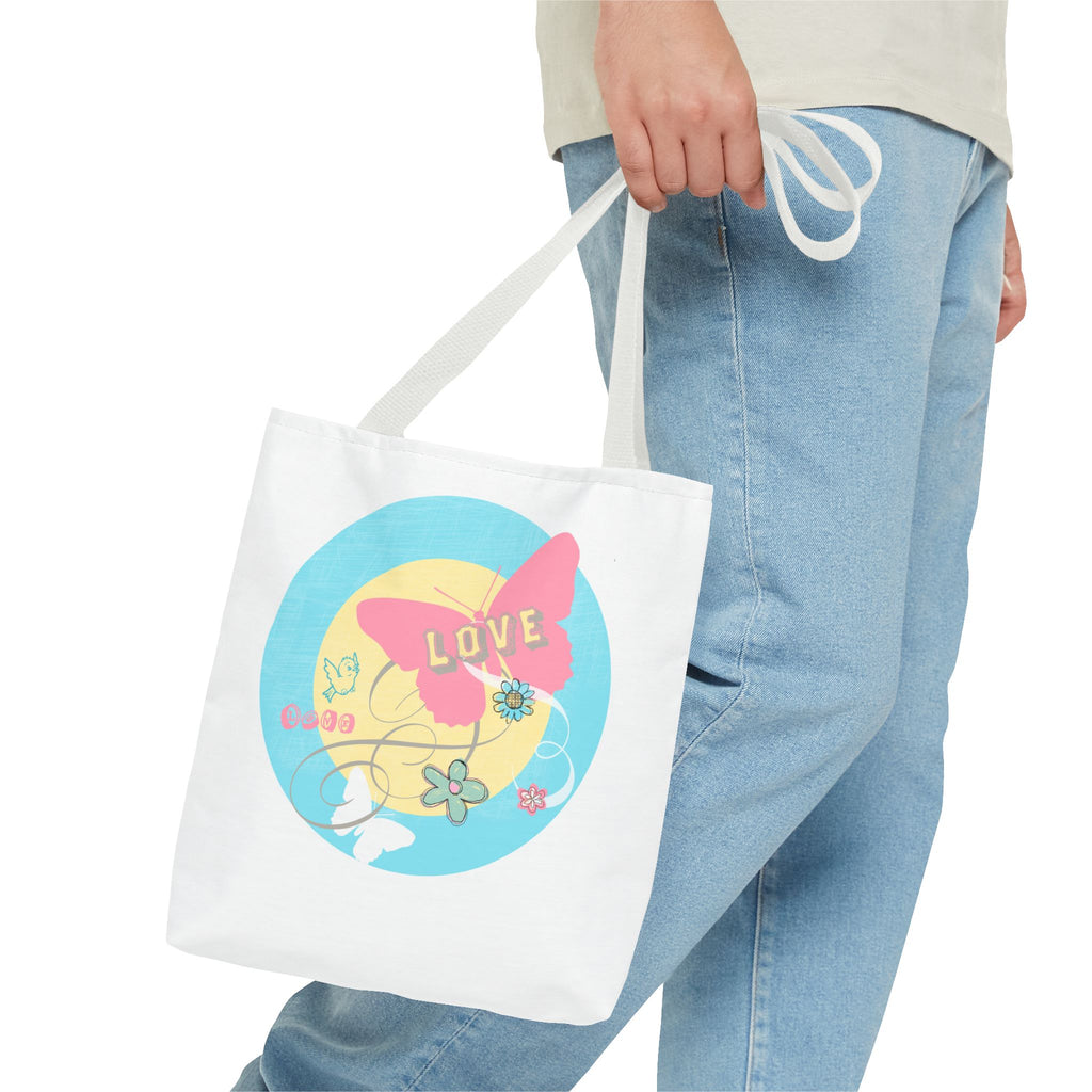 Love Butterfly Tote Bag — Cute Floral Pastel Printed Shopper