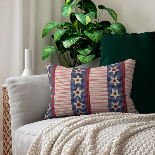 Americana Patriotic Stars & Stripes Lumbar Pillow — Americana Cabin Cushion