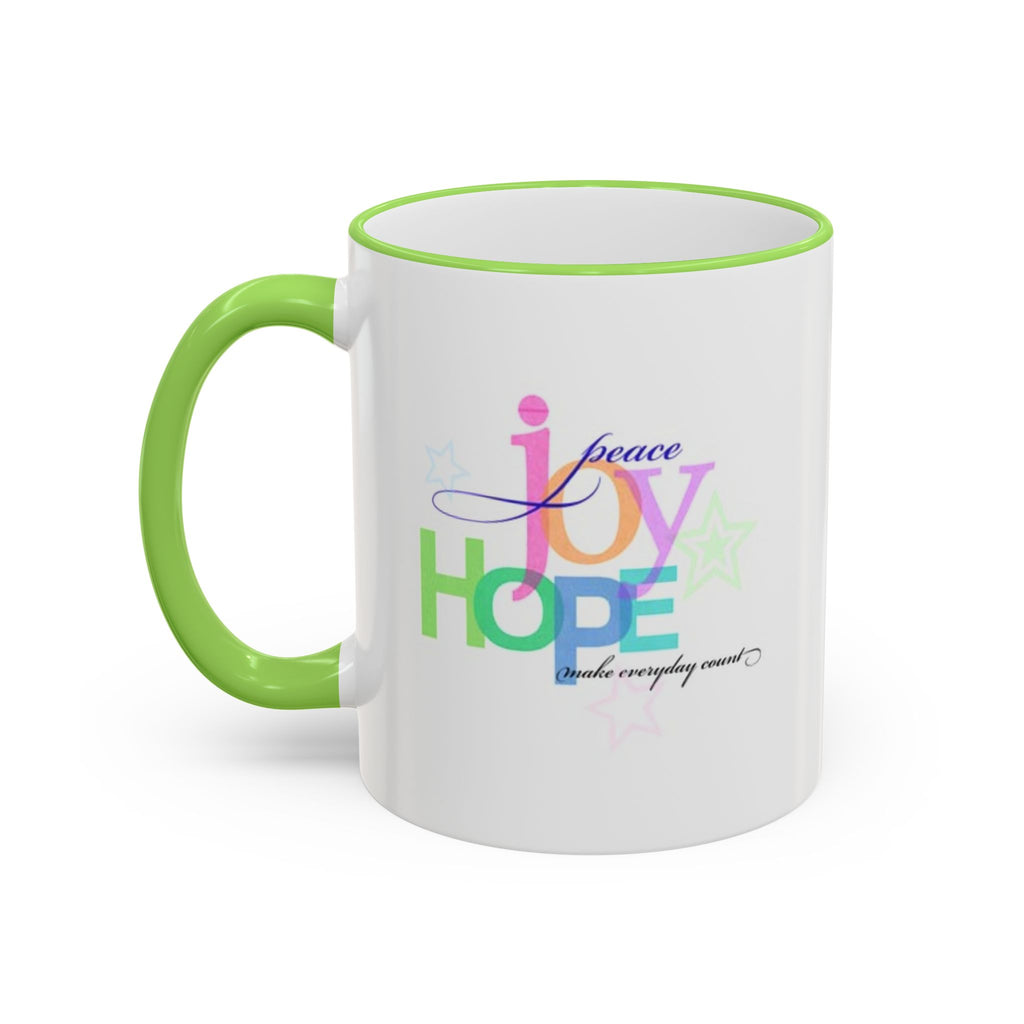 Hope Lives Here Accent Rim Mug — Colorful Inspirational Coffee Cup (11oz/15oz)