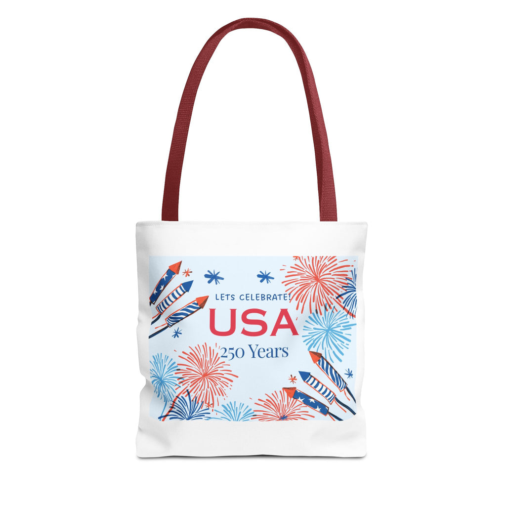 USA 250 Years Tote Bag – Patriotic Fireworks Fourth of July Celebration Tote