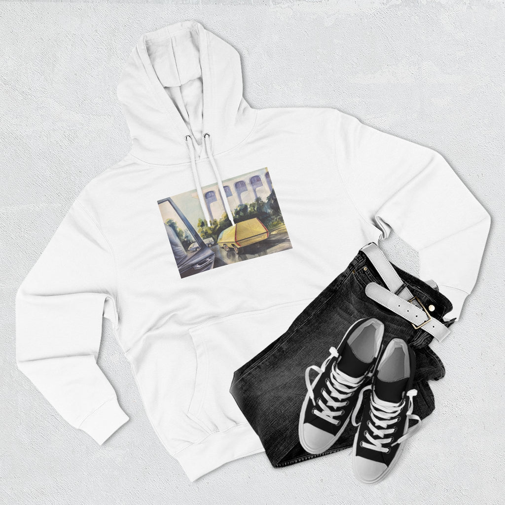 Camping Van Sunset Hoodie — Graphic Van Life Fleece Pullover