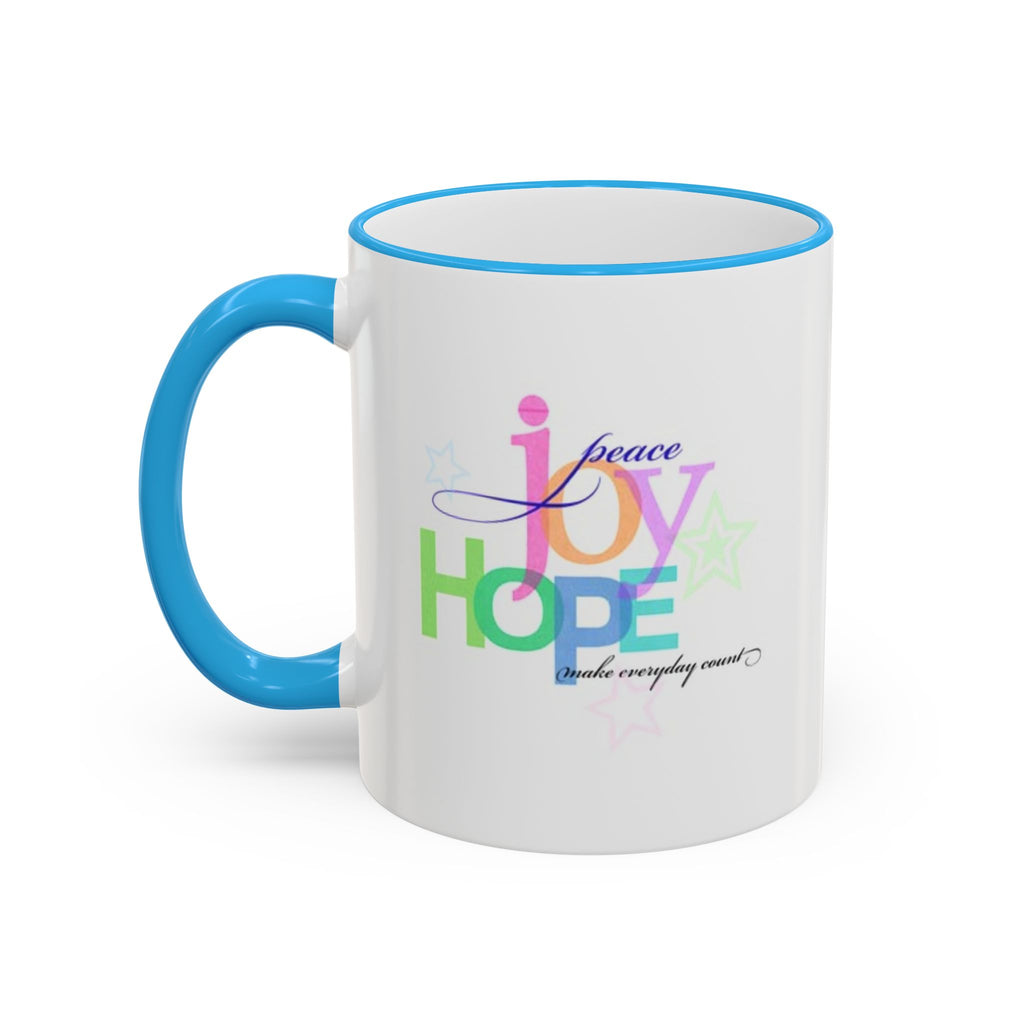 Hope Lives Here Accent Rim Mug — Colorful Inspirational Coffee Cup (11oz/15oz)