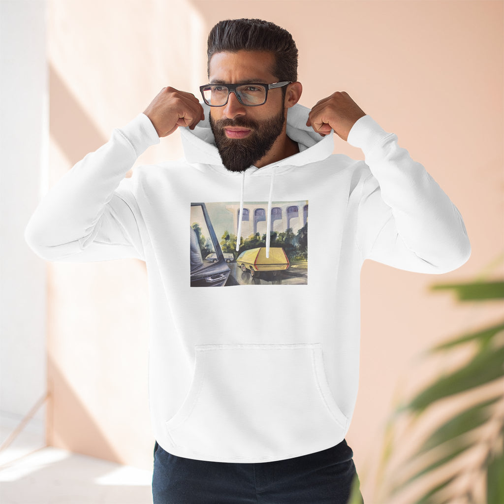 Camping Van Sunset Hoodie — Graphic Van Life Fleece Pullover