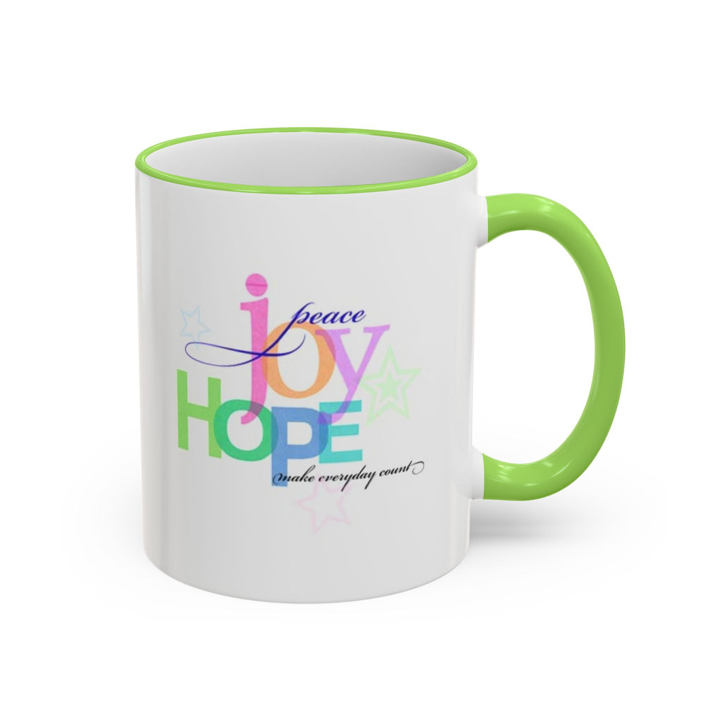 Hope Lives Here Accent Rim Mug — Colorful Inspirational Coffee Cup (11oz/15oz)