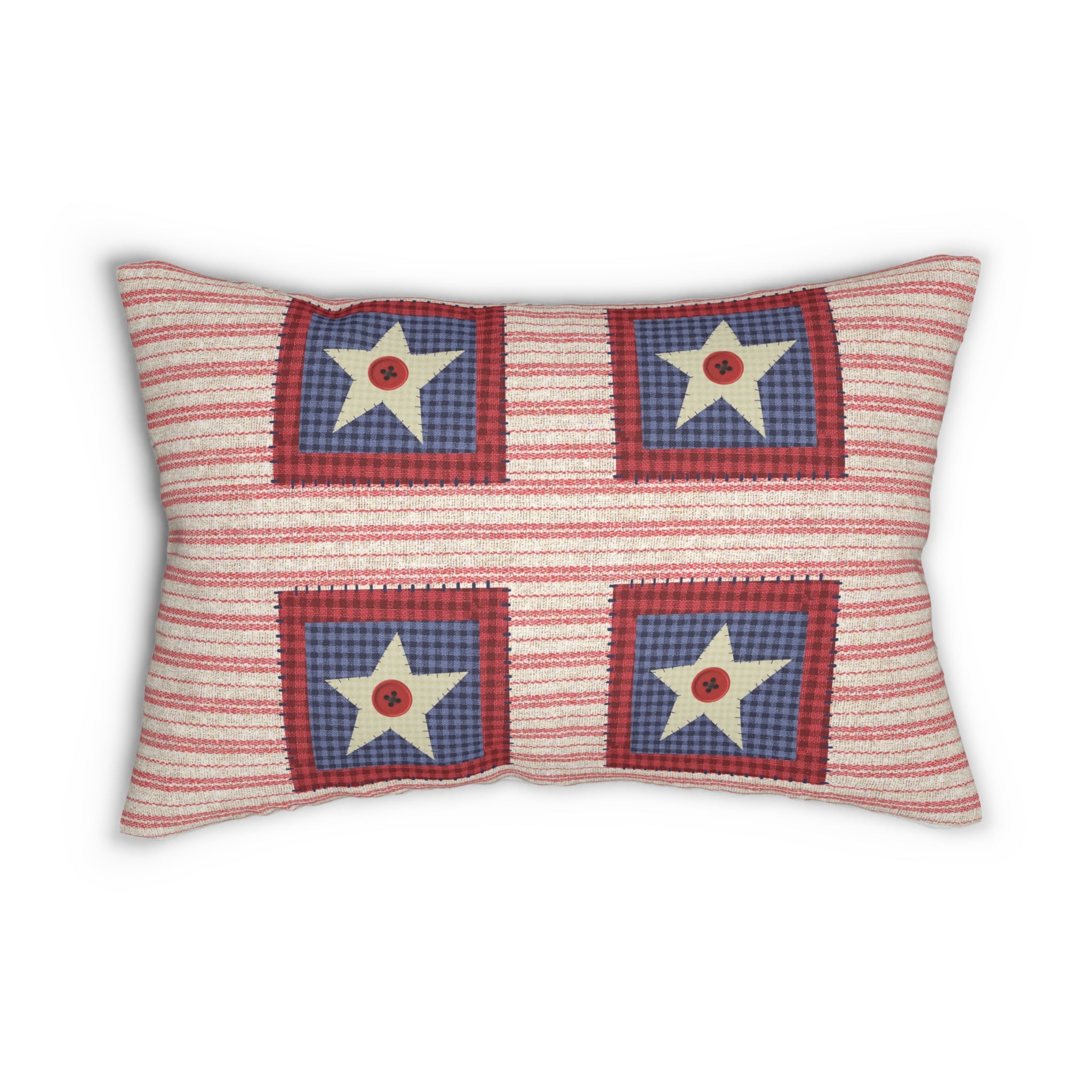 Patriotic Star Patchwork Lumbar Pillow
