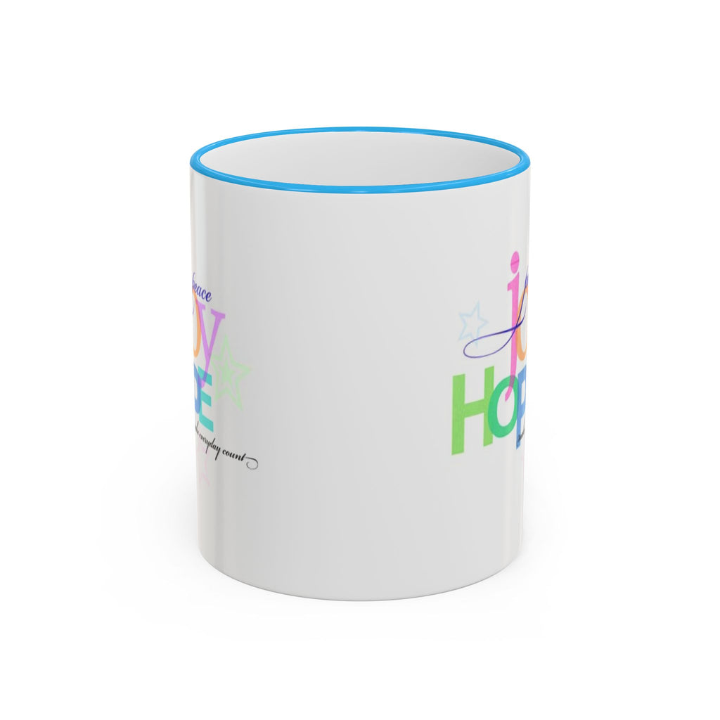 Hope Lives Here Accent Rim Mug — Colorful Inspirational Coffee Cup (11oz/15oz)