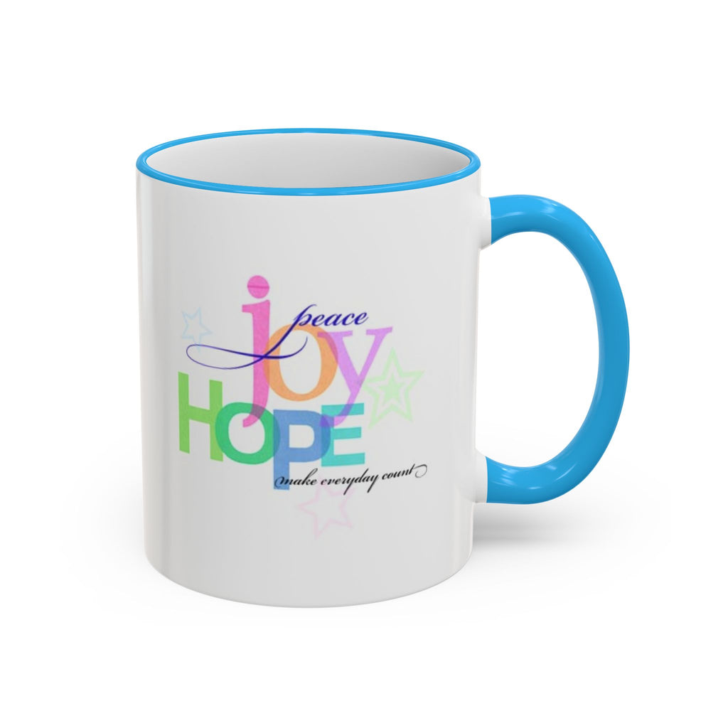 Hope Lives Here Accent Rim Mug — Colorful Inspirational Coffee Cup (11oz/15oz)