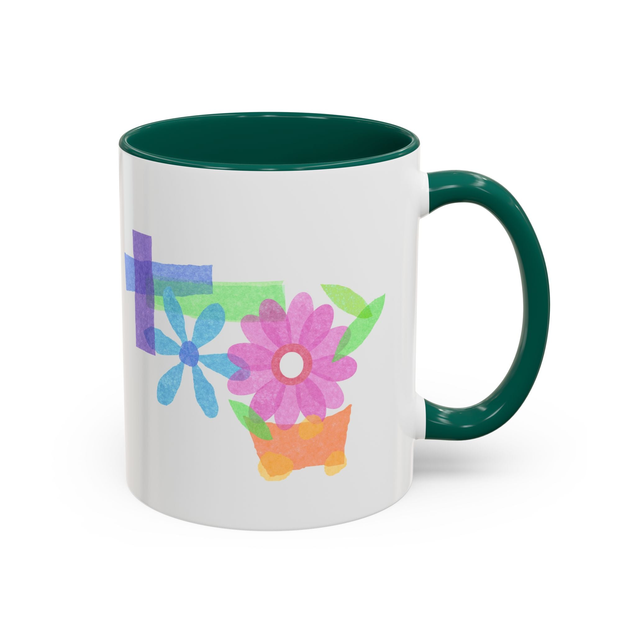 Floral Watercolor Accent Mug (11oz & 15oz)
