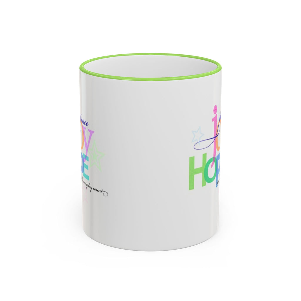 Hope Lives Here Accent Rim Mug — Colorful Inspirational Coffee Cup (11oz/15oz)
