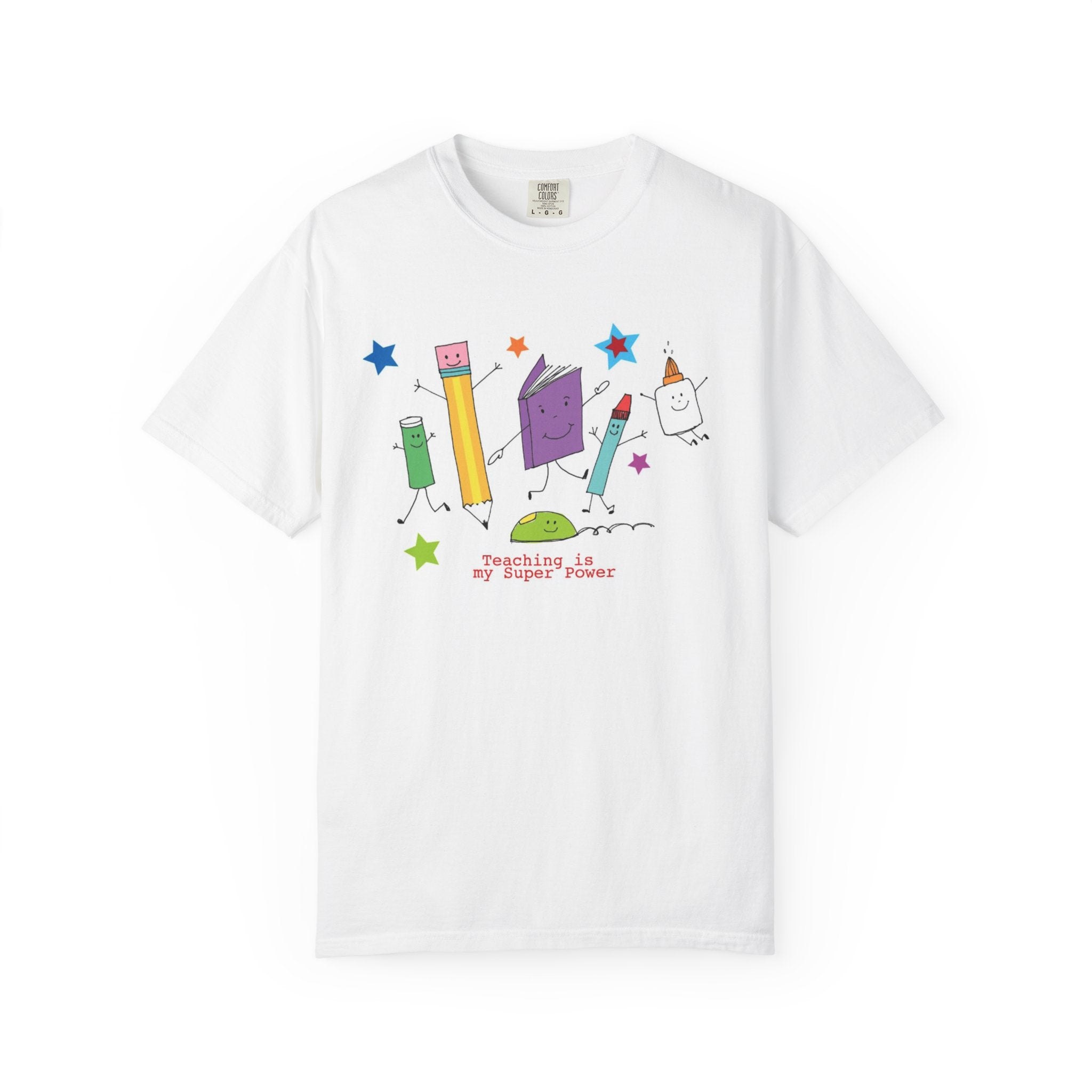 Teacher Superpower T-Shirt — Cute School Supplies Cartoon Tee