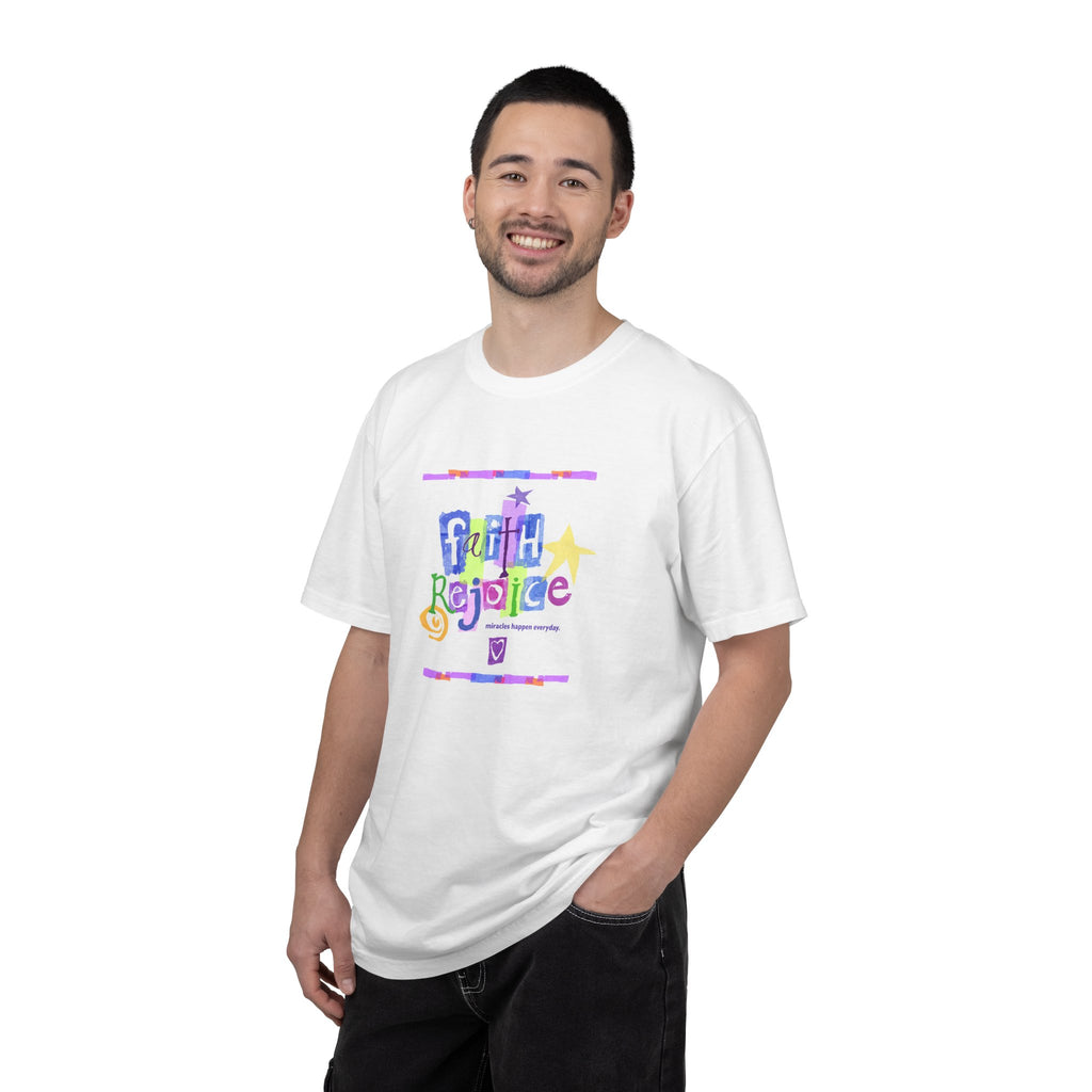 Faith Rejoice Graphic T-Shirt — Colorful Inspirational Christian Tee