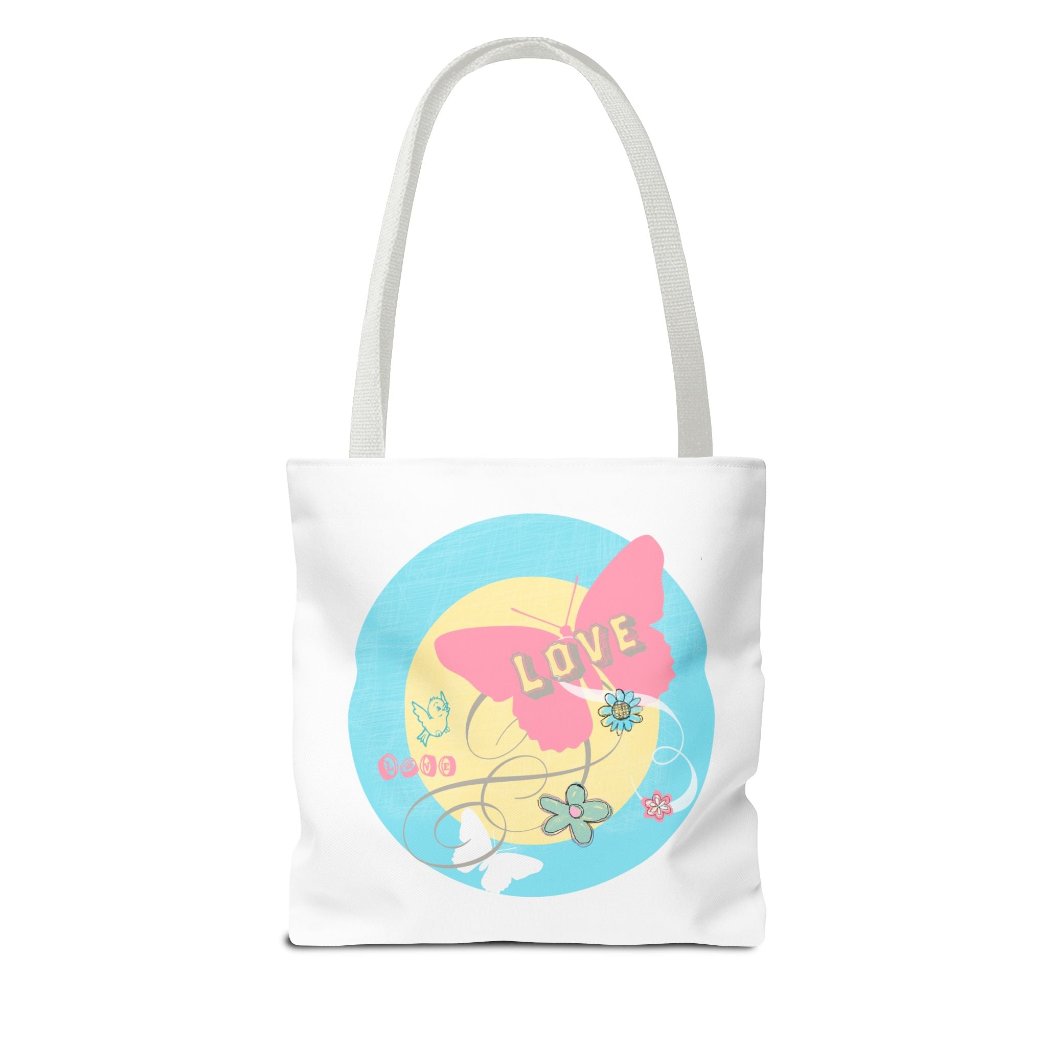Love Butterfly Tote Bag — Cute Floral Pastel Printed Shopper